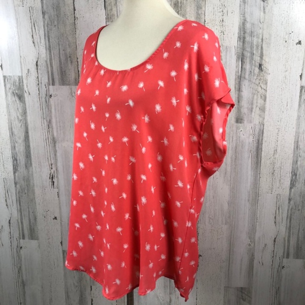 Torrid Orange Dandelion Print Open Back Blouse Size L